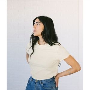 NWOT 103 Girlfriend Tee in white/cream